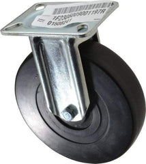 E.R. Wagner - 6" Diam x 1-3/8" Wide x 7-1/16" OAH Top Plate Mount Rigid Caster - Hard Rubber, 400 Lb Capacity, Delrin Bearing, 3-1/8 x 4-1/8" Plate - USA Tool & Supply