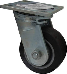 E.R. Wagner - 4" Diam x 2" Wide x 5-5/8" OAH Top Plate Mount Swivel Caster - TPR, 300 Lb Capacity, Roller Bearing, 4 x 4-1/2" Plate - USA Tool & Supply