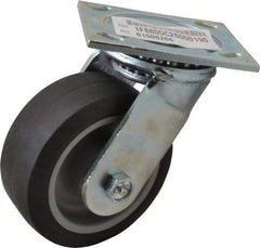 E.R. Wagner - 5" Diam x 2" Wide x 6-1/2" OAH Top Plate Mount Swivel Caster - TPR, 325 Lb Capacity, Roller Bearing, 4 x 4-1/2" Plate - USA Tool & Supply