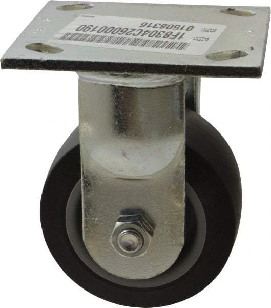 E.R. Wagner - 4" Diam x 2" Wide x 5-5/8" OAH Top Plate Mount Rigid Caster - TPR, 300 Lb Capacity, Roller Bearing, 4 x 4-1/2" Plate - USA Tool & Supply