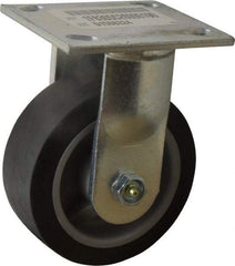 E.R. Wagner - 5" Diam x 2" Wide x 6-1/2" OAH Top Plate Mount Rigid Caster - TPR, 325 Lb Capacity, Roller Bearing, 4 x 4-1/2" Plate - USA Tool & Supply