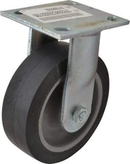E.R. Wagner - 6" Diam x 2" Wide x 7-1/2" OAH Top Plate Mount Rigid Caster - TPR, 400 Lb Capacity, Roller Bearing, 4 x 4-1/2" Plate - USA Tool & Supply
