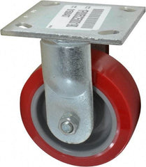 E.R. Wagner - 5" Diam x 2" Wide x 6-1/2" OAH Top Plate Mount Rigid Caster - Polyurethane, 750 Lb Capacity, Roller Bearing, 4 x 4-1/2" Plate - USA Tool & Supply