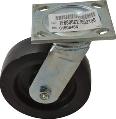 E.R. Wagner - 6" Diam x 2" Wide x 7-1/2" OAH Top Plate Mount Swivel Caster with Brake - Polyolefin, 640 Lb Capacity, Roller Bearing, 4 x 4-1/2" Plate - USA Tool & Supply