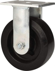 E.R. Wagner - 6" Diam x 2" Wide x 7-1/2" OAH Top Plate Mount Rigid Caster - Polyolefin, 640 Lb Capacity, Roller Bearing, 4 x 4-1/2" Plate - USA Tool & Supply