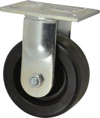 E.R. Wagner - 5" Diam x 2" Wide x 6-1/2" OAH Top Plate Mount Rigid Caster - Phenolic, 1,000 Lb Capacity, Roller Bearing, 4 x 4-1/2" Plate - USA Tool & Supply