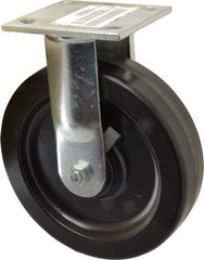 E.R. Wagner - 8" Diam x 2" Wide x 9-1/2" OAH Top Plate Mount Rigid Caster - Phenolic, 1,200 Lb Capacity, Roller Bearing, 4 x 4-1/2" Plate - USA Tool & Supply