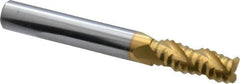 SGS - 5/16" Diam, Coarse Pitch, 3/4" LOC, 3 Flute Solid Carbide 0.045" Corner Radius Roughing End Mill - TiN Finish, 2-1/2" OAL, 5/16" Shank Diam, Single End, Centercutting, 40° Helix - USA Tool & Supply