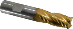 SGS - 3/4" Diam, Coarse Pitch, 1-5/8" LOC, 4 Flute Solid Carbide 0.06" Corner Radius Roughing End Mill - TiN Finish, 4" OAL, 3/4" Shank Diam, Single End, Centercutting, 30° Helix - USA Tool & Supply