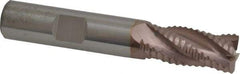 SGS - 1/2" Diam, Coarse Pitch, 1" LOC, 4 Flute Solid Carbide 0.06" Corner Radius Roughing End Mill - TiCN Finish, 3" OAL, 1/2" Shank Diam, Single End, Centercutting, 30° Helix - USA Tool & Supply