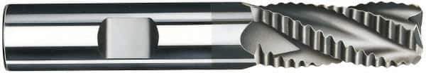 SGS - 1" Diam, Coarse Pitch, 1-3/4" LOC, 5 Flute Solid Carbide 0.06" Corner Radius Roughing End Mill - AlTiN Finish, 4" OAL, 1" Shank Diam, Single End, Centercutting, 30° Helix - USA Tool & Supply
