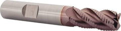 SGS - 1/2" Diam, Coarse Pitch, 1" LOC, 4 Flute Solid Carbide 0.06" Corner Radius Roughing End Mill - TiCN Finish, 3" OAL, 1/2" Shank Diam, Single End, Centercutting, 40° Helix - USA Tool & Supply