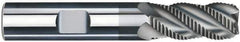 SGS - 3/8" Diam, Coarse Pitch, 7/8" LOC, 3 Flute Solid Carbide 0.06" Corner Radius Roughing End Mill - AlTiN Finish, 2-1/2" OAL, 3/8" Shank Diam, Single End, Centercutting, 40° Helix - USA Tool & Supply