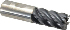 SGS - 1" Diam, Coarse Pitch, 1-3/4" LOC, 6 Flute Solid Carbide 0.06" Corner Radius Roughing End Mill - AlTiN Finish, 4" OAL, 1" Shank Diam, Single End, Centercutting, 40° Helix - USA Tool & Supply