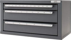 Huot - 3 Drawer, 1/8 to 1" End Mill Diam, Steel End Mill Storage - 14-5/8" Wide x 7-3/8" Deep x 7-3/4" High, 10-1/4 Lb. Weight, 29 Compartments - USA Tool & Supply
