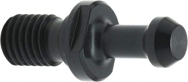 Parlec - BT/A Style, BT40 Taper, M16x2 Thread, 45° Angle Radius, Standard Retention Knob - 2-1/4" OAL, 0.588" Knob Diam, 0.24" Flange Thickness, 1.265" from Knob to Flange, 0.669" Pilot Diam - Exact Industrial Supply