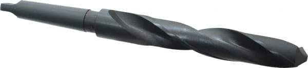 Interstate - 1-13/64", 3MT 118° Point High Speed Steel Taper Shank Drill Bit - Oxide Finish, 7-1/2" Flute Length, 12-1/8" OAL, Spiral Flute - USA Tool & Supply