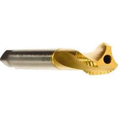 Emuge - M33x3.50 Metric 4 Flute 6HX Modified Bottoming Spiral Flute Tap - Cobalt, TiN Finish, 180mm OAL, Right Hand Flute, Right Hand Thread, Series Rekord D - Exact Industrial Supply
