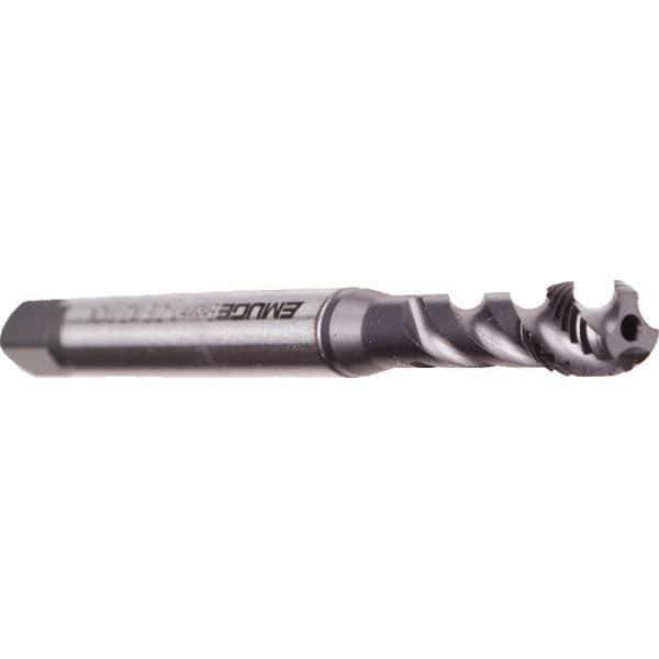Emuge - #10-24 UNC 3 Flute 2B Bottoming Spiral Flute Tap - Cobalt, TiCN Finish, 2.756" OAL, Right Hand Flute, Right Hand Thread - USA Tool & Supply