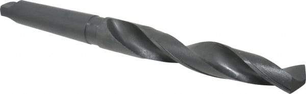Interstate - 1-11/32", 4MT 118° Point High Speed Steel Taper Shank Drill Bit - Oxide Finish, 7-1/2" Flute Length, 13-3/8" OAL, Spiral Flute - USA Tool & Supply