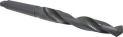 Interstate - 1-11/32", 4MT 118° Point High Speed Steel Taper Shank Drill Bit - Oxide Finish, 7-1/2" Flute Length, 13-3/8" OAL, Spiral Flute - USA Tool & Supply