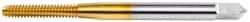 OSG - 3/8-24 UNF 3B 3 Flute TiN Finish High Speed Steel Straight Flute Standard Hand Tap - Plug, Right Hand Thread, 2-15/16" OAL, 1-1/4" Thread Length, H3 Limit, Oversize - Exact Industrial Supply
