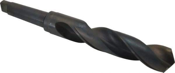 Interstate - 2-13/32", 5MT 118° Point High Speed Steel Taper Shank Drill Bit - Oxide Finish, 11-1/8" Flute Length, 18-1/2" OAL, Spiral Flute - USA Tool & Supply