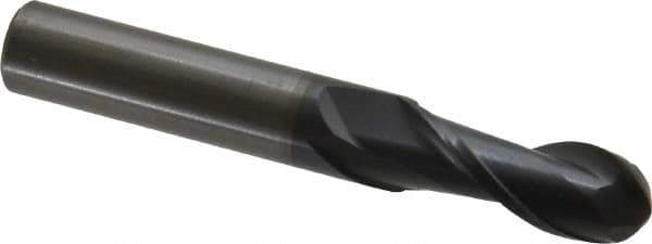 OSG - 10mm Diam, 25mm LOC, 2 Flute Solid Carbide Ball End Mill - TiAlN Finish, Single End, 70mm OAL, 10mm Shank Diam, Spiral Flute - USA Tool & Supply
