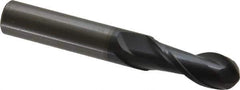 OSG - 10mm Diam, 25mm LOC, 2 Flute Solid Carbide Ball End Mill - TiAlN Finish, Single End, 70mm OAL, 10mm Shank Diam, Spiral Flute - USA Tool & Supply