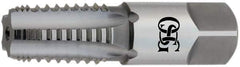 OSG - 1/2-14 NPTF, 5 Flutes, TiCN Coated, High Speed Steel, Interrupted Thread Pipe Tap - 11/16 Inch Shank Diameter, 11/16 Inch Shank Diameter, 1-3/8 Inch Thread Length, 0.51 Inch Square Size, 2-1/2 Chamfer, Series 108G - USA Tool & Supply