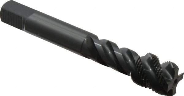 OSG - M18x1.50 Metric Fine 4 Flute 6H Modified Bottoming Spiral Flute Tap - Vanadium High Speed Steel, Oxide Finish, 110mm OAL, Right Hand Flute, Right Hand Thread, Series 229 - USA Tool & Supply