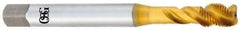 OSG - 1/4-28 UNF 3 Flute 2B Modified Bottoming Spiral Flute Tap - Vanadium High Speed Steel, TiN Finish, 80mm OAL, Right Hand Flute, Right Hand Thread - USA Tool & Supply
