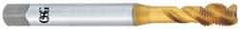 OSG - 9/16-18 UNF 4 Flute 2B Modified Bottoming Spiral Flute Tap - Vanadium High Speed Steel, TiN Finish, 100mm OAL, Right Hand Flute, Right Hand Thread - USA Tool & Supply