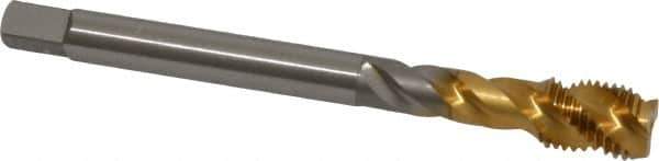 OSG - 7/16-20 UNF 3 Flute 2B Modified Bottoming Spiral Flute Tap - Vanadium High Speed Steel, TiN Finish, 100mm OAL, Right Hand Flute, Right Hand Thread - USA Tool & Supply