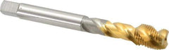 OSG - 1/2-20 UNF 3 Flute 2B Modified Bottoming Spiral Flute Tap - Vanadium High Speed Steel, TiN Finish, 100mm OAL, Right Hand Flute, Right Hand Thread - USA Tool & Supply