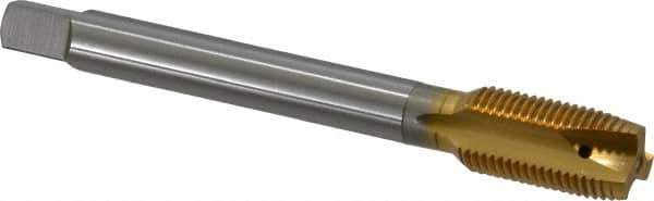 OSG - 1/2-20 UNF, 3 Flute, TiN Finish, Vanadium High Speed Steel Spiral Point Tap - Plug Chamfer, Right Hand Thread, 100mm OAL, 1-21/32" Thread Length, 0.367" Shank Diam, 2B Class of Fit, Series 260 - Exact Industrial Supply