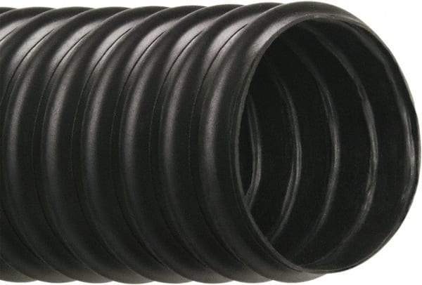 Hi-Tech Duravent - 1-1/2" ID, 28 Hg Vac Rating, 10 psi, Thermoplastic Vacuum & Duct Hose - 25' Long, Black, 1-1/2" Bend Radius, -40 to 250°F - USA Tool & Supply