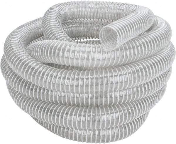 Hi-Tech Duravent - 1-1/2" ID, 26 Hg Vac Rating, 10 psi, Polyurethane Vacuum & Duct Hose - 25' Long, Clear, 1-1/2" Bend Radius, -40 to 200°F - USA Tool & Supply