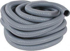 Hi-Tech Duravent - 1-1/2" ID, 26 Hg Vac Rating, 35 psi, PVC Vacuum & Duct Hose - 50' Long, Gray, 1-1/8" Bend Radius, -20 to 150°F - USA Tool & Supply