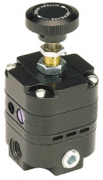 Parker - 1/4 NPT Port, 14 CFM, Zinc Diaphragm Operated Regulator - 2 to 40 psi Range, 150 Max psi Supply Pressure, 1/4" Gauge Port Thread, 3" Wide x 6.06" High - USA Tool & Supply