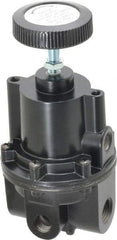 Parker - 3/8 NPT Port, 80 CFM, Aluminum Diaphragm Operated Regulator - 0 to 30 psi Range, 250 Max psi Supply Pressure, 1/4" Gauge Port Thread, 2.06" Wide x 4.35" High - USA Tool & Supply