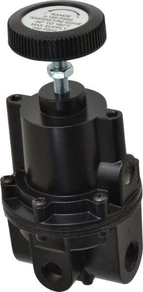 Parker - 3/8 NPT Port, 80 CFM, Aluminum Diaphragm Operated Regulator - 2 to 150 psi Range, 250 Max psi Supply Pressure, 1/4" Gauge Port Thread, 2.06" Wide x 4.35" High - USA Tool & Supply