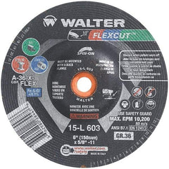 WALTER Surface Technologies - 6" Diam, 36 Grit Surface Grinding Wheel - Aluminum Oxide/Silicon Carbide Blend, Resinoid Bond - USA Tool & Supply