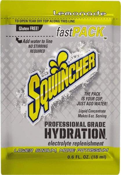 Sqwincher - 0.6 oz Pack Lemonade Activity Drink - Liquid Concentrate, Yields 6 oz - USA Tool & Supply