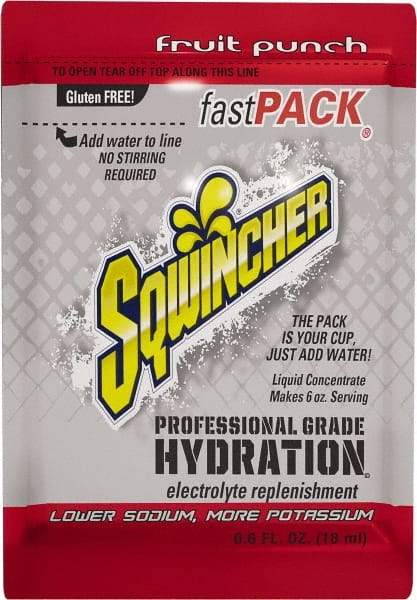 Sqwincher - 0.6 oz Pack Fruit Punch Activity Drink - Liquid Concentrate, Yields 6 oz - USA Tool & Supply