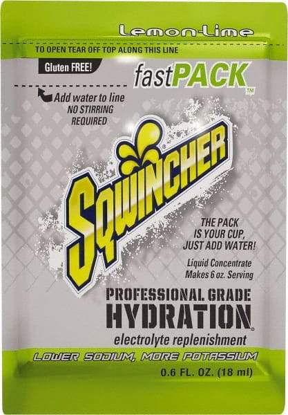 Sqwincher - 0.6 oz Pack Lemon-Lime Activity Drink - Liquid Concentrate, Yields 6 oz - USA Tool & Supply