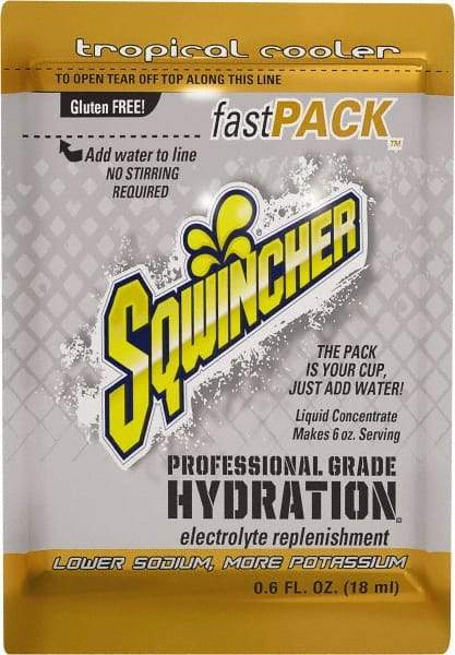 Sqwincher - 0.6 oz Pack Tropical Cooler Activity Drink - Liquid Concentrate, Yields 6 oz - USA Tool & Supply