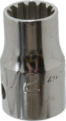 Proto - 1/2" Drive, 1/2" Socket, Spline Socket - 12 Points, 1-7/16" OAL - USA Tool & Supply