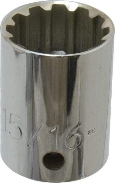 Proto - 1/2" Drive, 15/16" Socket, Spline Socket - 12 Points, 1-9/16" OAL - USA Tool & Supply
