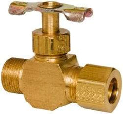 Eaton - 150 Max psi, 3/8" Pipe, Brass, Inline Instrumentation Needle Valve - Compression x Compression End Connections - USA Tool & Supply
